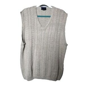 Vtg. GANT Sweater Vest Men's XL Hand Framed Linen Beige Cable Knit‎ Grandpacore
